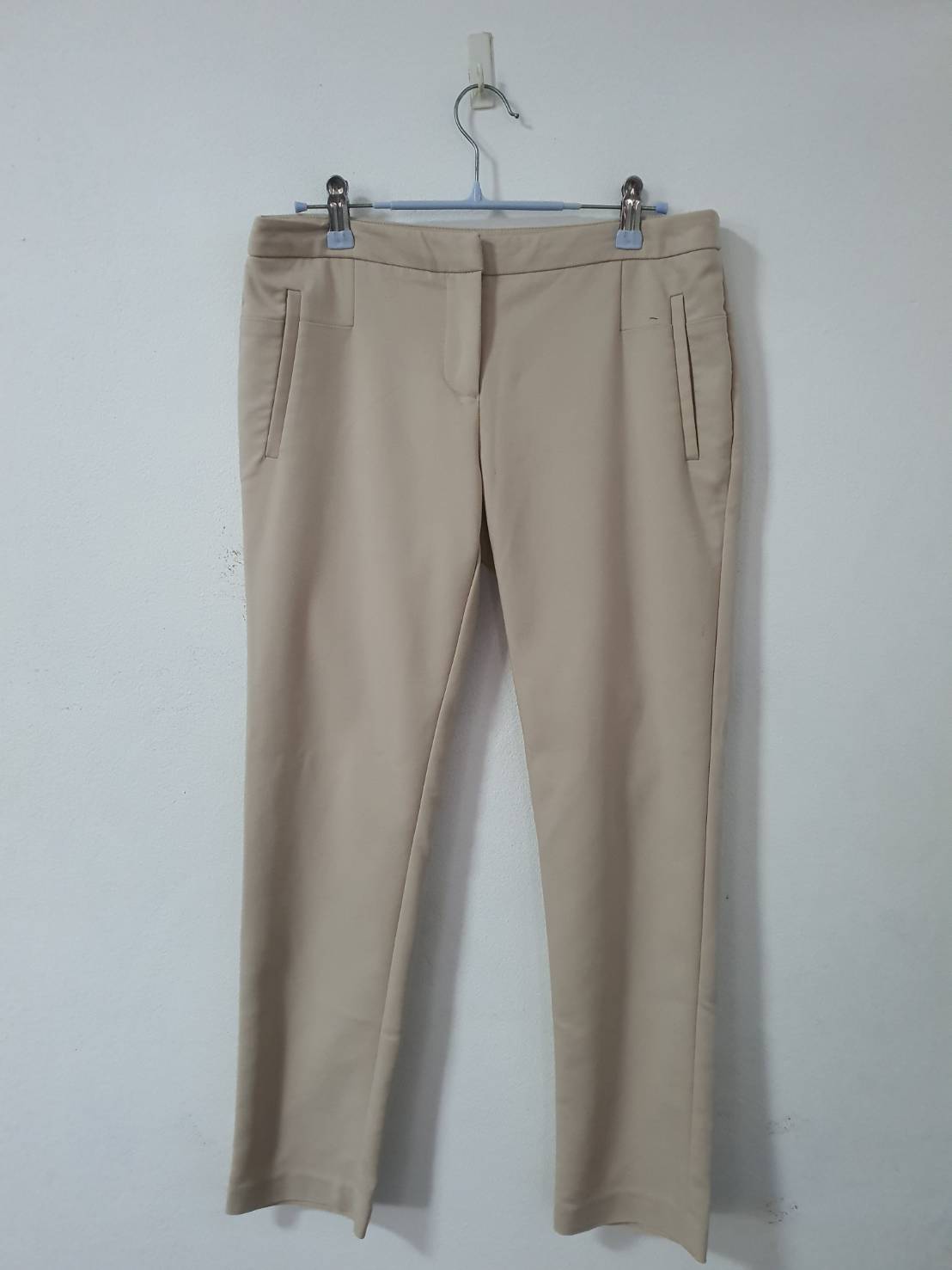 FF06533 กางเกงผ้า สีเบจ มือสอง แบรนด์ห้าง ESPADA เอว 30 นิ้ว
