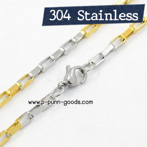 สร้อยคอ Stainless Steel Box Chain ทูโทน 2.5มม 19 นิ้ว