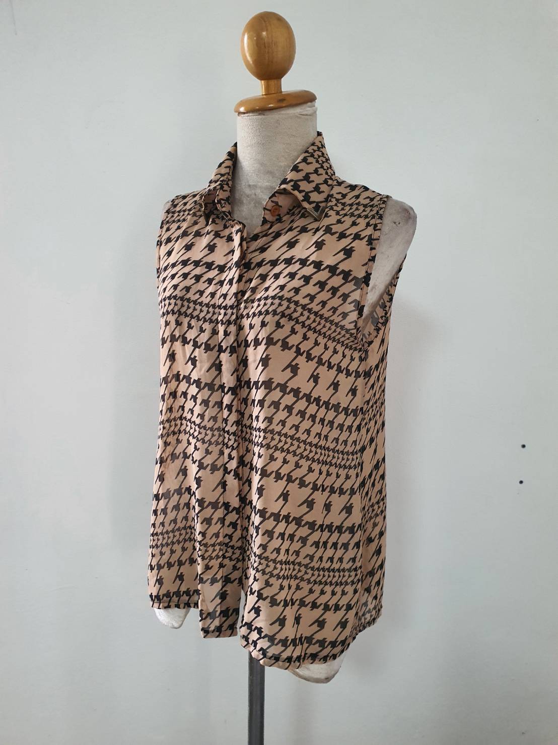 FF06734 เสื้อชีฟอง สีน้ตาล มือสอง zara อก 34 นิ้ว