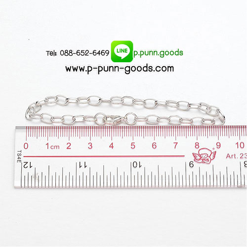 สร้อยข้อมือโซ่ Cross Chain สีเงิน พร้อมตะขอก้ามปู