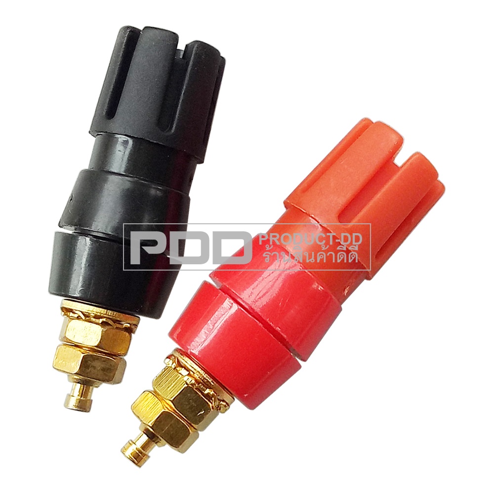 (แพค 1 คู่) บานาน่าแจ๊ค 4 mm ตัวเมียแบบเดี่ยวหัวแฉก ขนาด 1.5x5 cm สีดำ-แดง สำหรับยึดแท่น