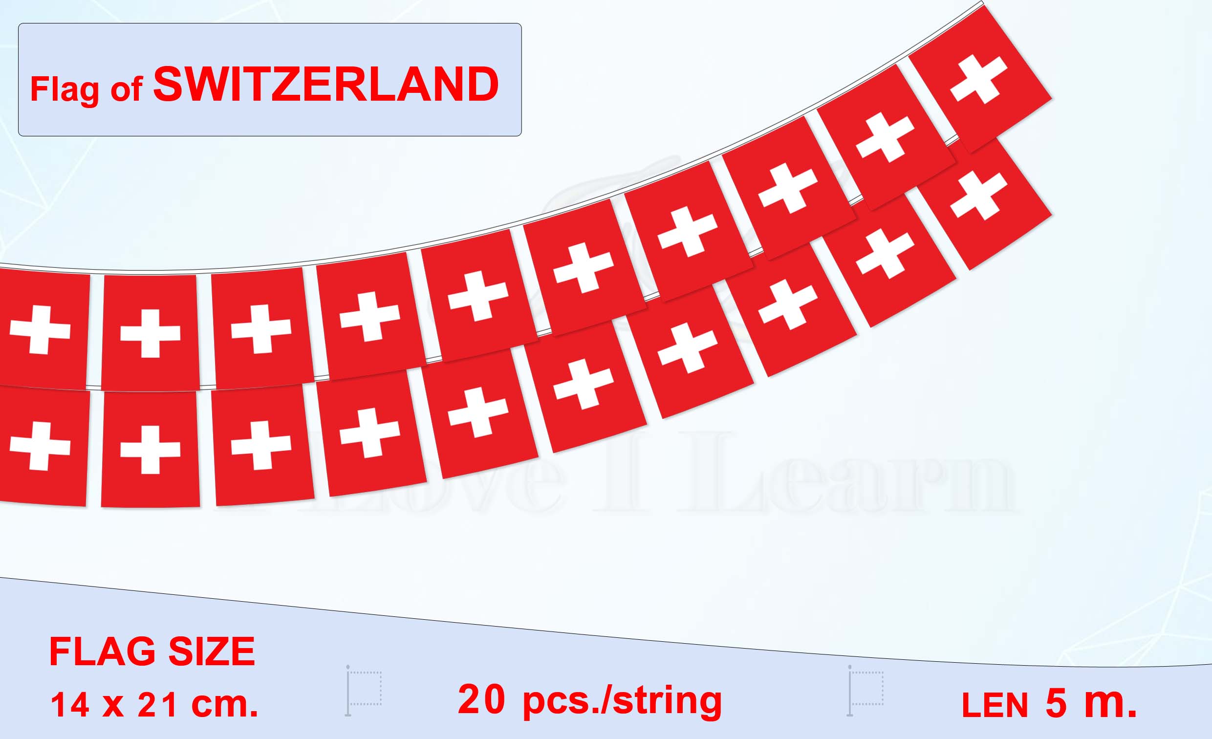 ธงชาติสวิตเซอร์แลนด์ (ธงราวสวิตเซอร์แลนด์) Switzerland Flag String Flag Hanging Flag Small Flag Decoration ธงชาติประเทศสวิตเซอร์แลนด์ ธงราวสวิตเซอร์แลนด์ สำหรับประดับตกแต่งในงาน ตกแต่งสถานที่ ราคาถูก
