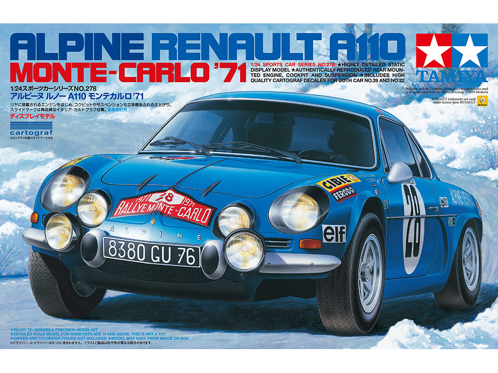 โมเดลรถสปอร์ตจำลองทามิย่า ขนาด 1/24 TA24278 Alpine Renault A110 Monte-Carlo 71