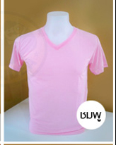 เสื้อยืดคอวี TK สีชมพู ไซส์ M ทรงตรง