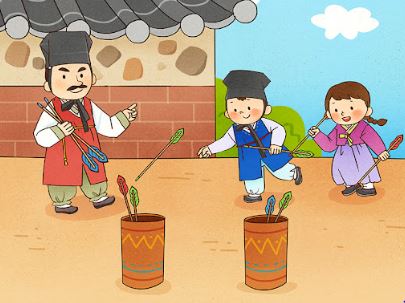 สื่อการสอนเกมพื้นบ้านเกาหลีโยนลูกธนูTuhotong 민속전통놀이투호통 투호놀이 양궁 화살
