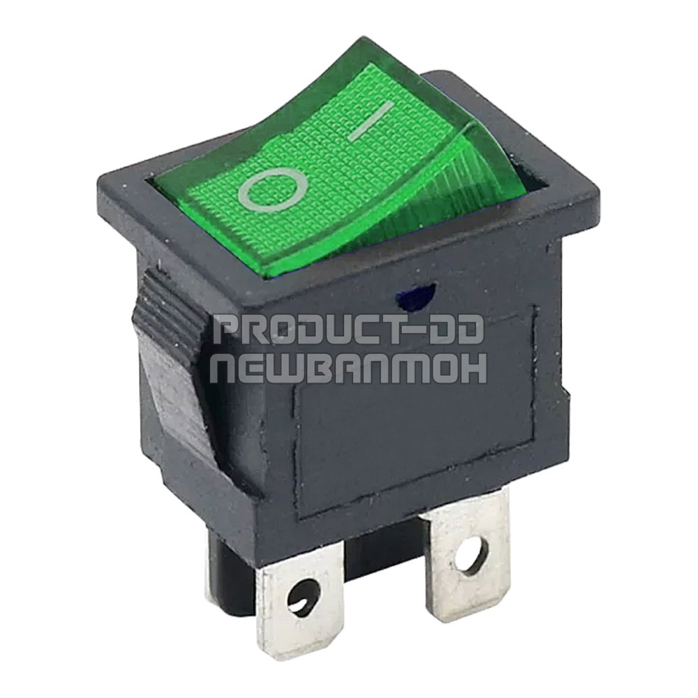 KCD1 สวิตช์กระดก ON-OFF (I-O) 4 ขา สีเขียวมีไฟ 6A 250V AC