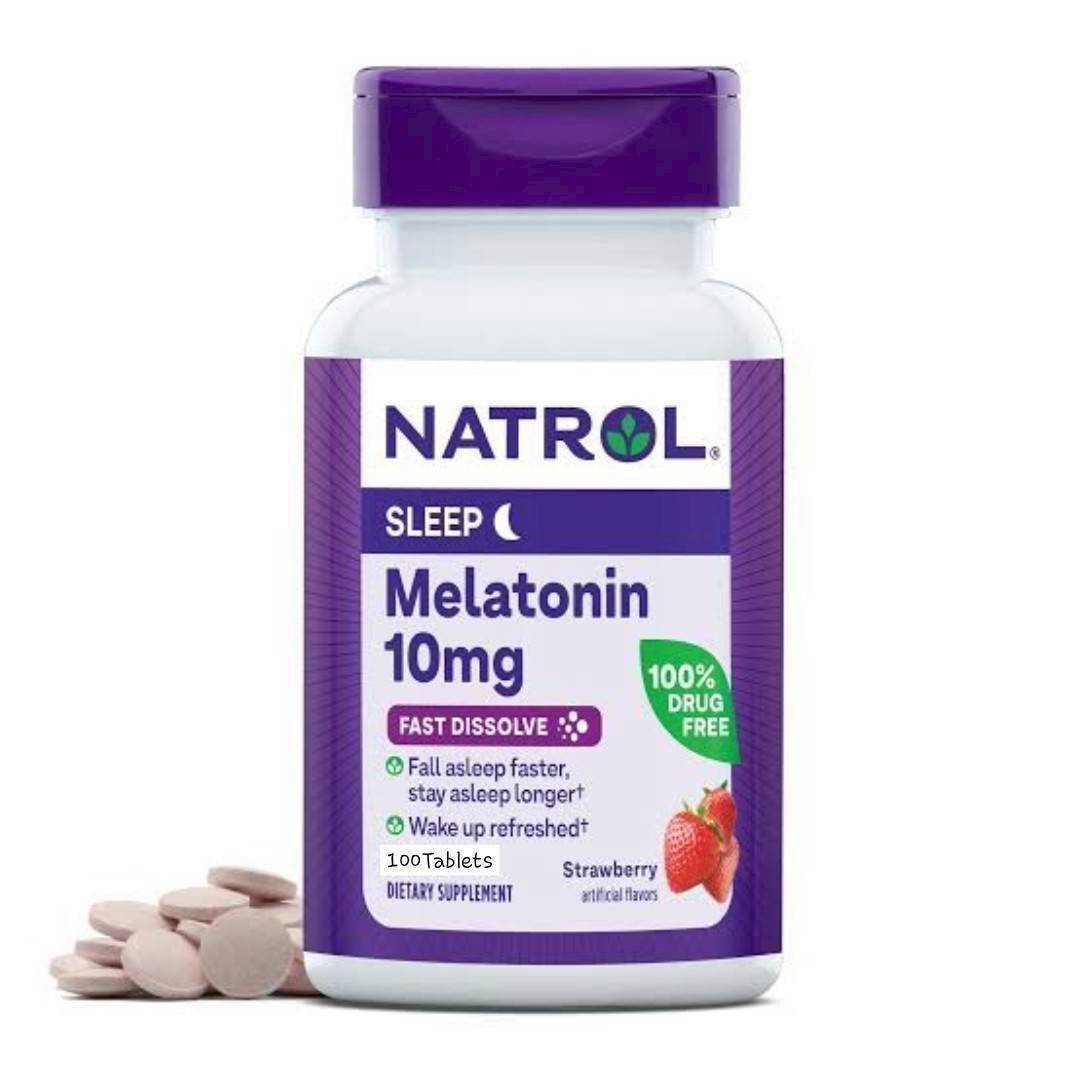 Natrol Melatonin Time Release Fast Dissolve 10 mg 100 Tab #Stawberry [ แพคเกจใหม่ ]