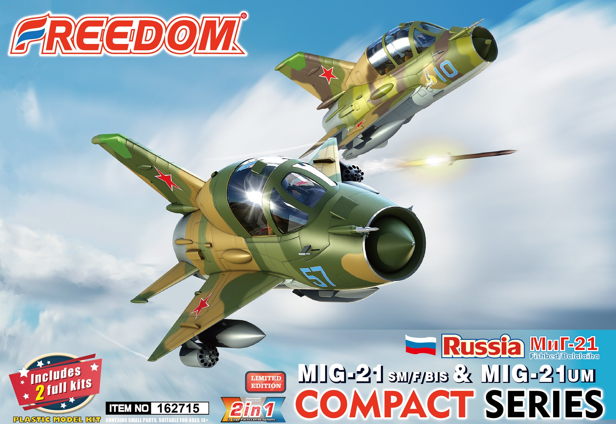 (Preorder) Freedom Model Kit Eggs Plane FDM162715 Russia MIG-21 SM/F/BIS & MIG-21UM (Compact Series) โมเดลเครื่องบินไข่