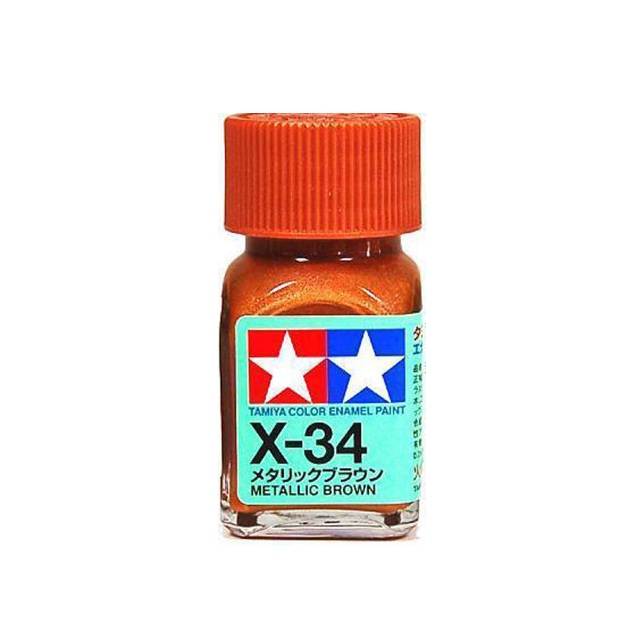 สีทาโมเดล สูตรน้ำมัน สีอีนาเมล สีเพ้นฟิกเกอร์ ทามิย่า Tamiya Enamel X-34 Metallic Brown (10 ml)
