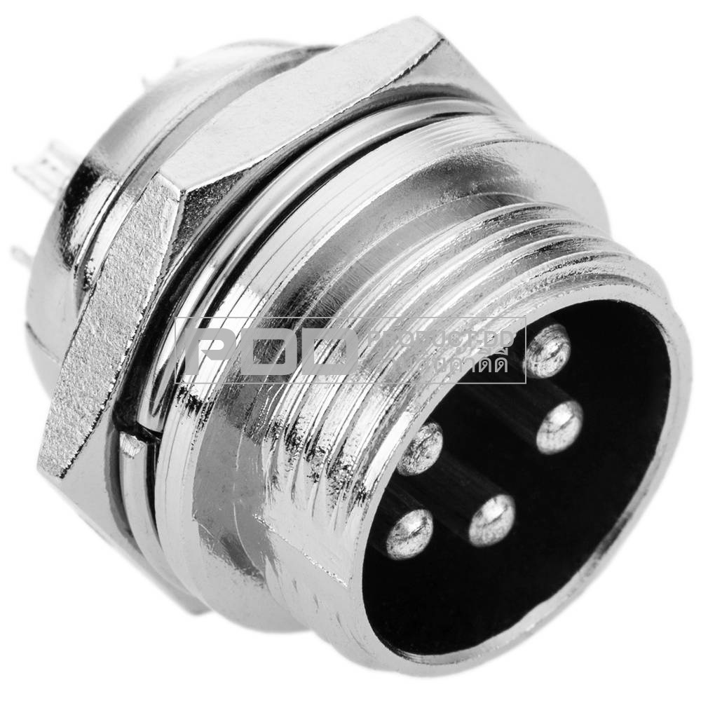 GX16-5 Pin หัวปลั๊ค Plug คอนเนคเตอร์เหล็ก ยึดแท่น ตัวผู้ 5 ขา 2 มม. สำหรับหัวแร้งตระกูล 936, 937