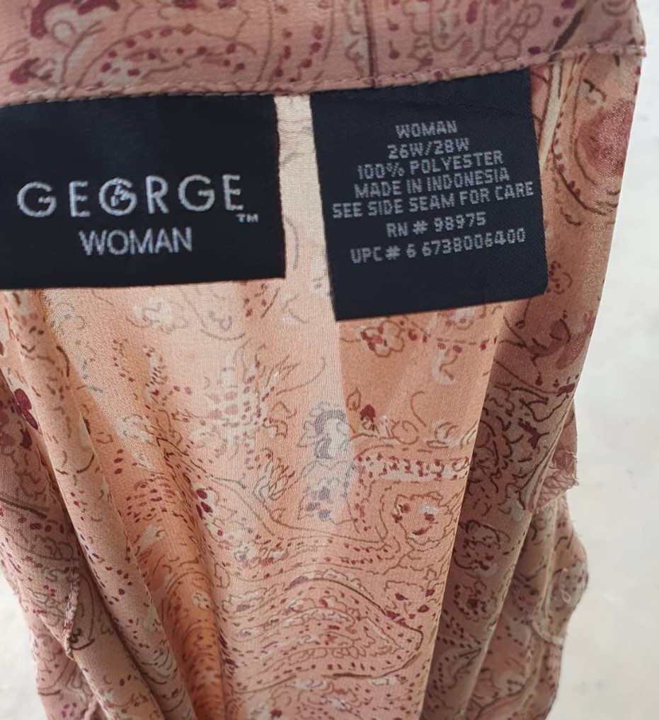 FF02898 เสื้อแฟชั่น ชีฟอง สีน่ำตาลส้ม แบรนด์ GEORGE อก FREE-56 นิ้ว