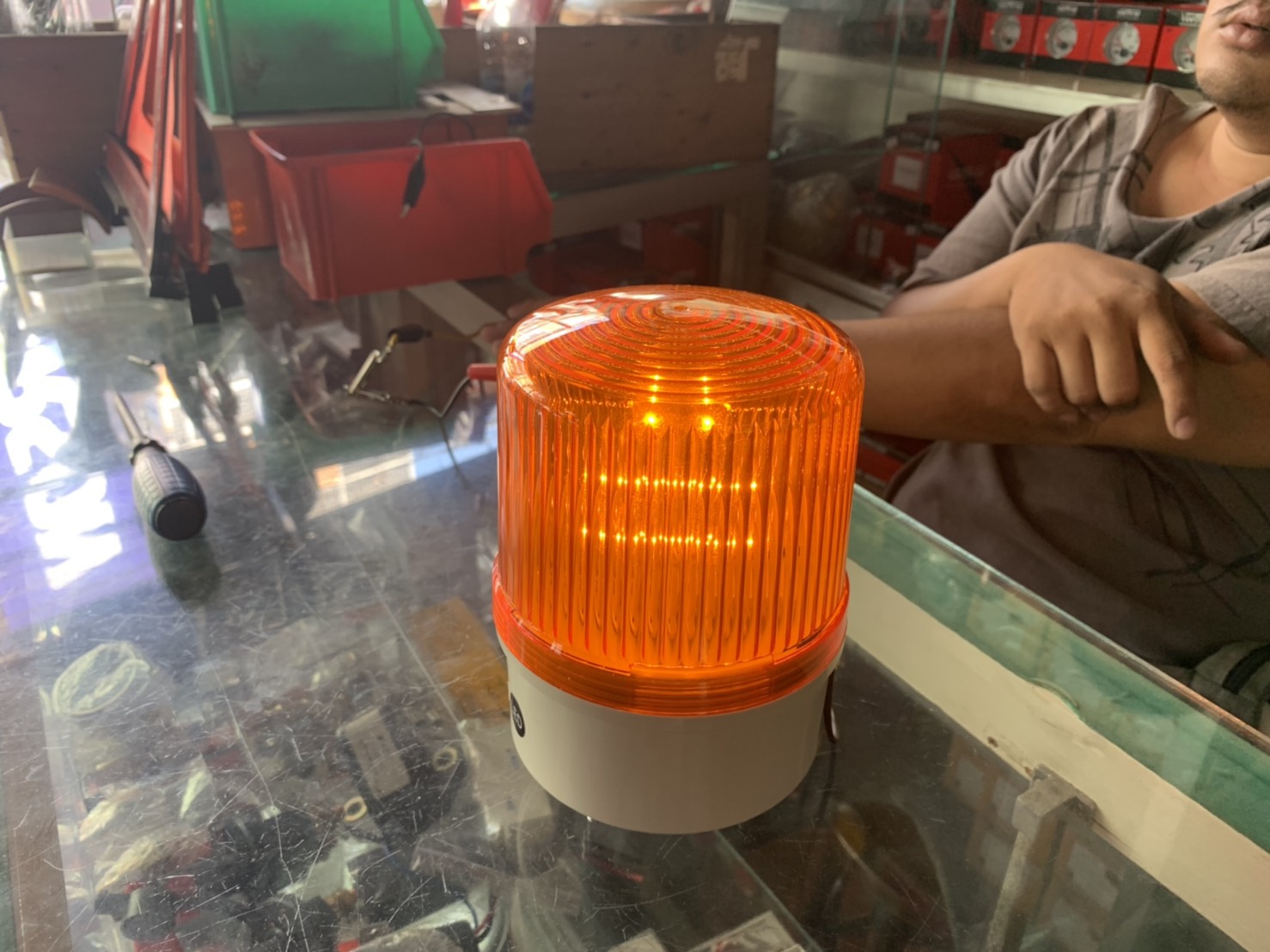 ไฟหมุน กระพริบหลอด LED พร้อมเสียงออด 12V 24V 220V ขนาด 80 100 120 160 180 mm