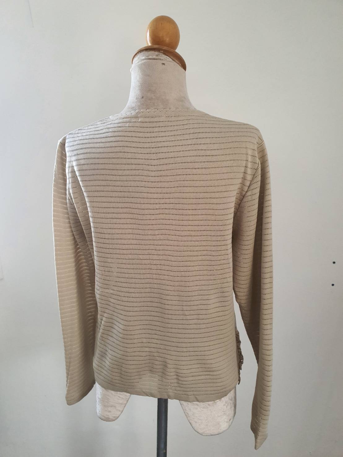 FF05869 เสื้อคลุมนิตติ้ง มือสอง สีน้ำตาลอ่อน อก 34-36 นิ้ว