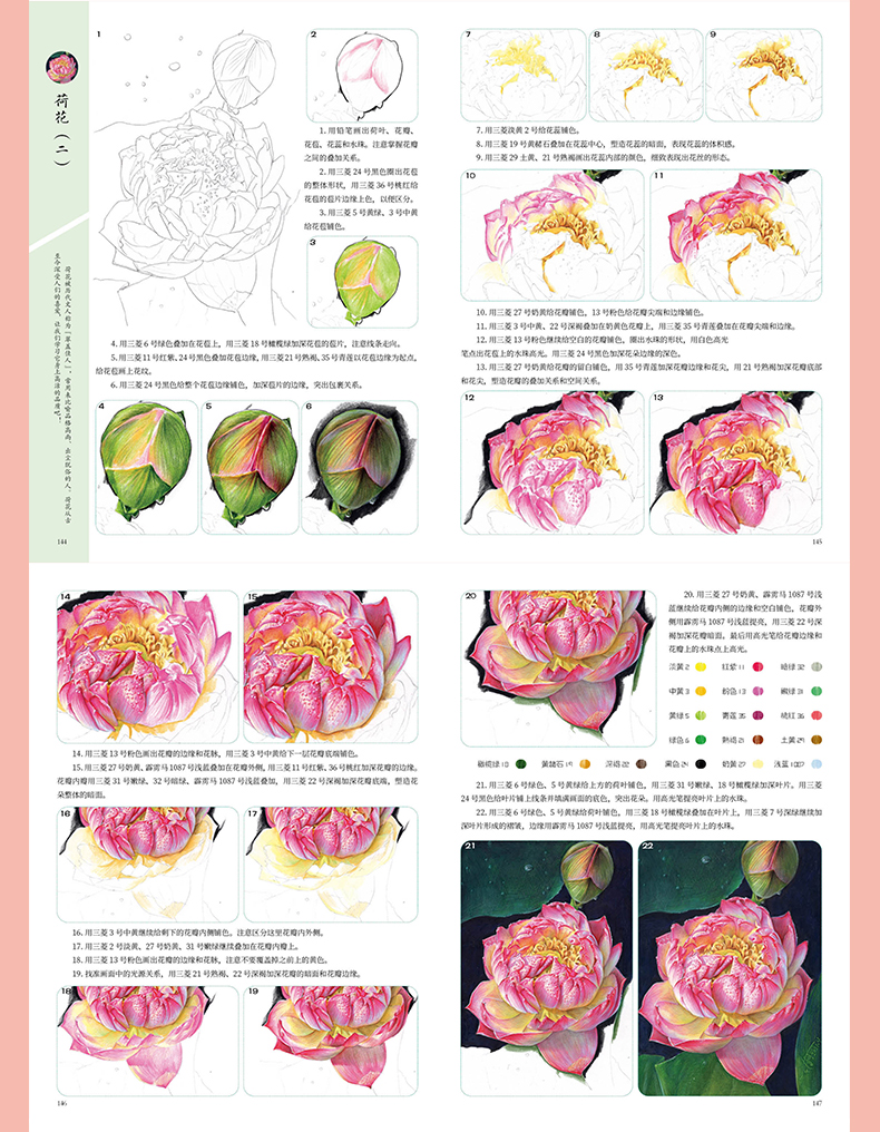 (Pre-order) หนังสือระบายสีไม้ภาพดอกไม้ฉบับพื้นฐาน