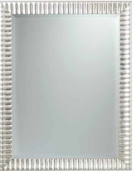 MWJ223 กระจกกรอบไม้สนทำลอน ปิดเงิน 74x94 ซม.