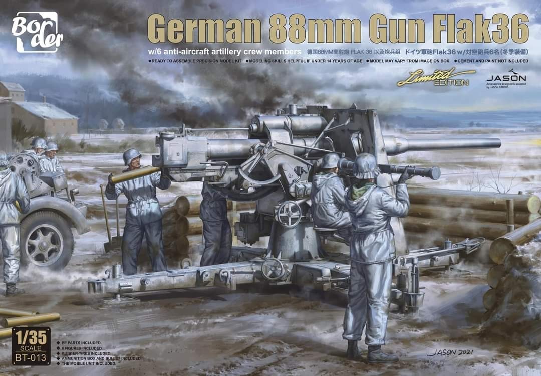 โมเดลปืนใหญ่ Border Model ขนาด 1/35 BT-013 Geman 88mm Gun Flak36
