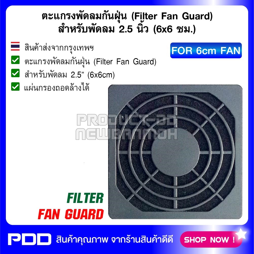 ตะแกรงพัดลมกันฝุ่น (Filter Fan Guard) สำหรับพัดลม 2.5 นิ้ว (6x6 ซม.)
