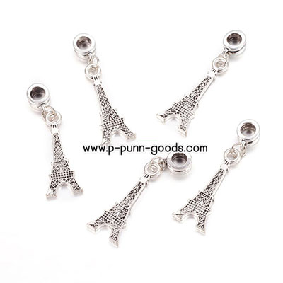 จี้หอไอเฟล สีเงินโบราณ พร้อมตัวคั่นเกี่ยวจี้