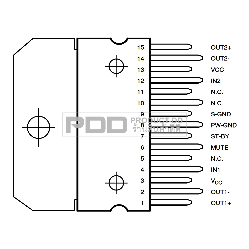 TDA7497 ไอซีขยายเสียงสเตอริโอ กำลังขยาย 2x15W แบบบริดจ์คู่ Dual Bridge Amplifier ไฟ DC 6-18V