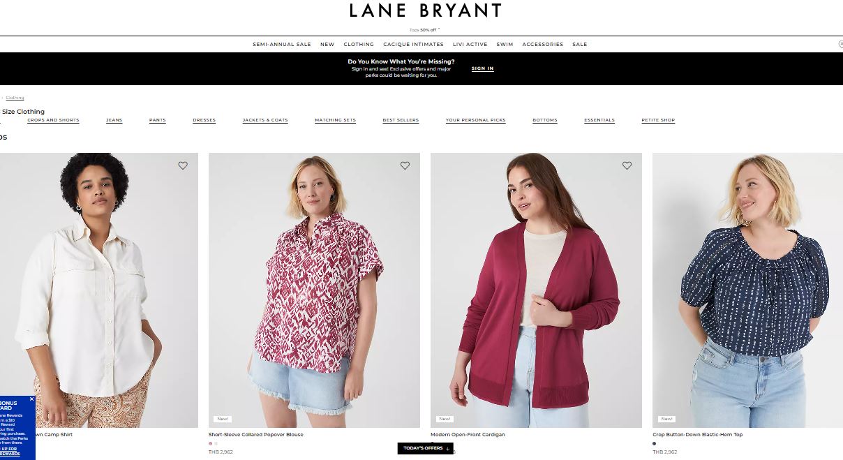FF03530 ของใหม่ เสื้อแฟชั่น สีฟ้า แบรนด์ LANE BRYANT อก free-52 นิ้ว