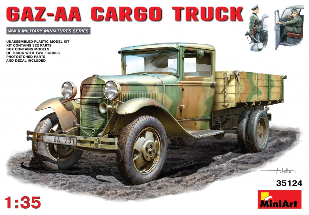 โมเดลรถบรรทุก MiniArt ขนาด 1/35 MI35124 GAZ-AA Cargo Truck 1.5t Truck