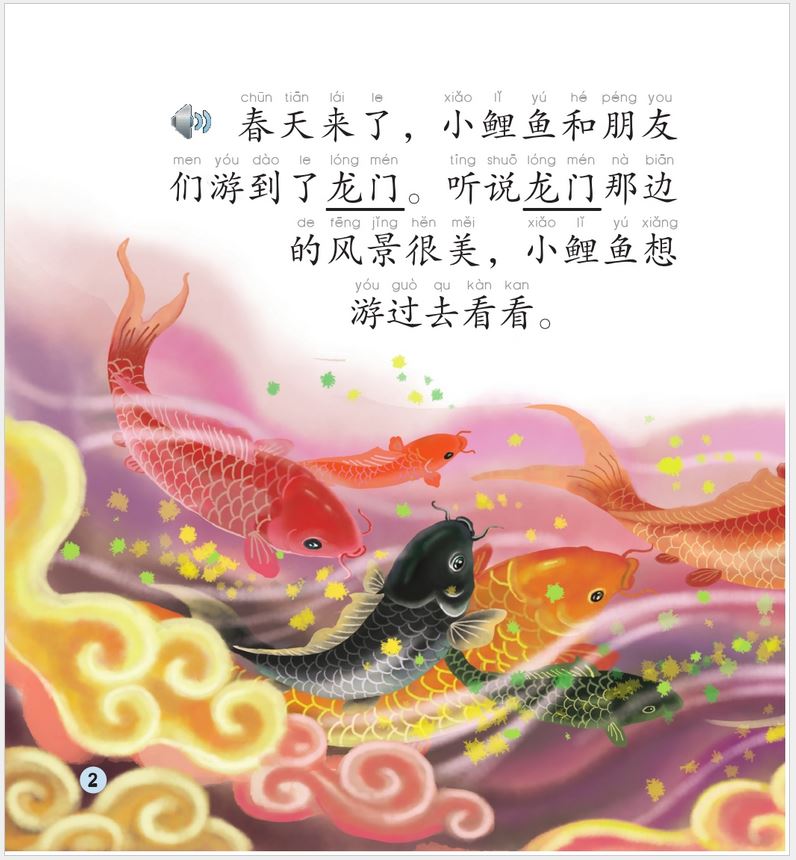 หนังสือการ์ตูนอ่านนอกเวลานิทานพื้นบ้านจีน(ระดับเริ่มต้น) ปลาคาร์ฟกระโดดข้ามประตูมังกร (ปลาหลีฮื้อกระโดดข้ามประตูมังกร) + CD 中文小书架—汉语分级读物(入门级):民间故事 鲤鱼跳龙门(含1CD-ROM)The Chinese Library Series - Chinese Graded Readers (Beginner): Folktales - Carps Jump Over t