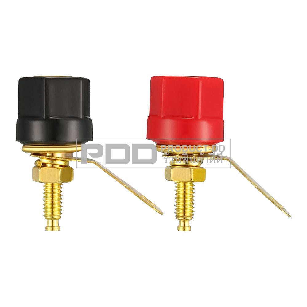 (แพค 1 คู่) บานาน่าแจ๊ค 4 mm ตัวเมียแบบเดี่ยว ขนาด 1.5x3 cm สีดำ-แดง สำหรับยึดแท่น