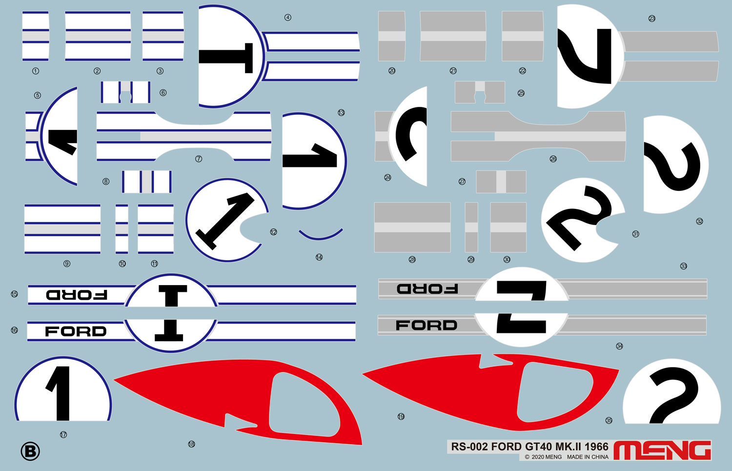 โมเดลรถสปอร์ต MENG RS-002 1/12 Ford GT40 Mk.II ’66 Sport Car Classic