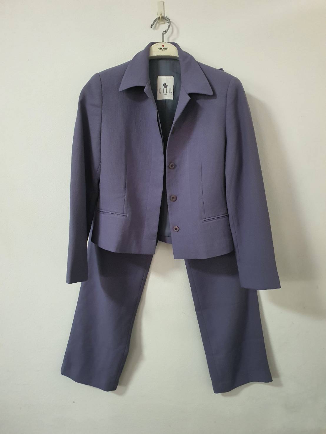FF06257 ชูดสูท เสื้อ+กางเกง สีม่วง แบรนด์ ELLE อก 34 นิ้ว
