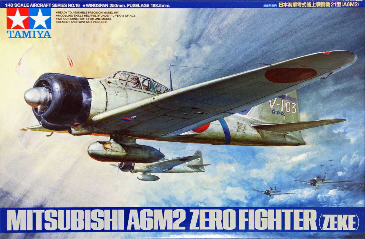 โมเดลเครื่องบิน Tamiya ขนาด 1/48 TA61016 Mitsubishi A6M2 Zero Fighter (ZEKE)