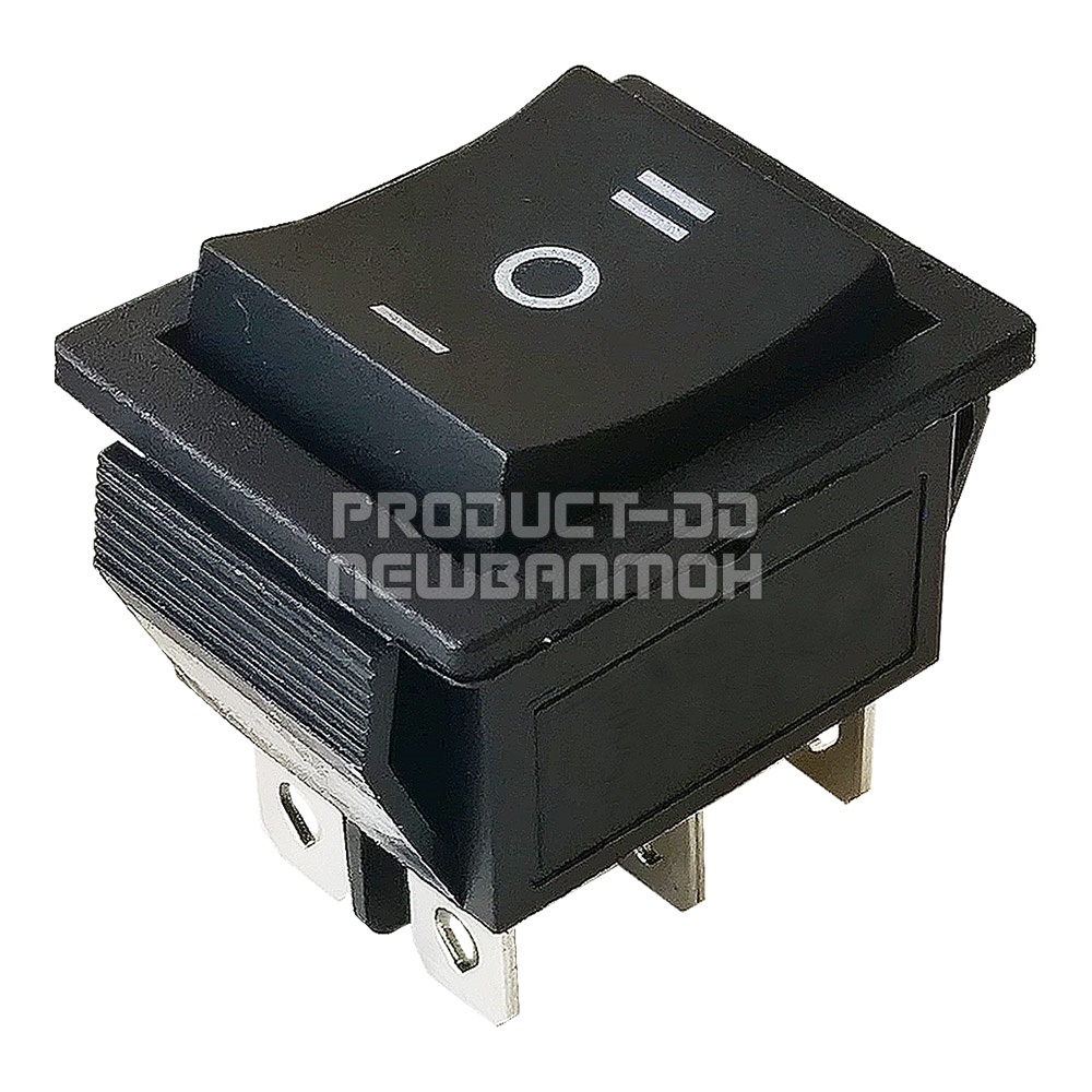 KCD4 สวิตช์กระดกไม่ค้าง (No Lock) ON-OFF-ON (I-O-II) 6 ขา สีดำ 16A 250V AC