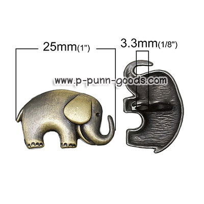 กระดุมโลหะ กระดุมช้าง (สีทองเหลืองโบราณ)