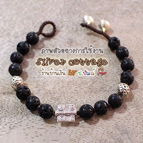 ลูกปัดคั่น สี่เหลี่ยม 10x12 มม. สีเงินโบราณ