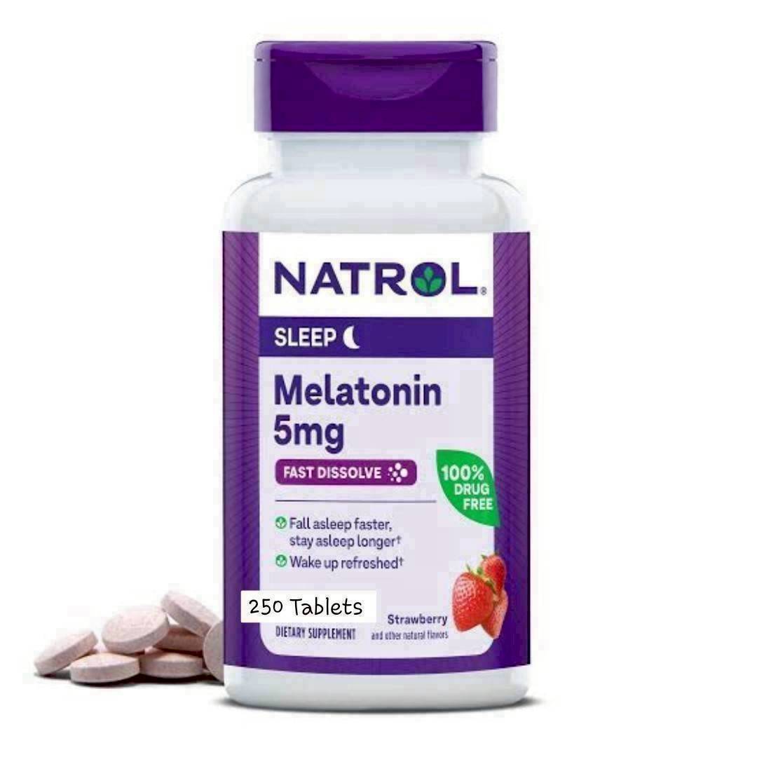 New!! Package Natrol Melatonin Time Release Fast Dissolve 5 mg 250 Tab #Strawberry