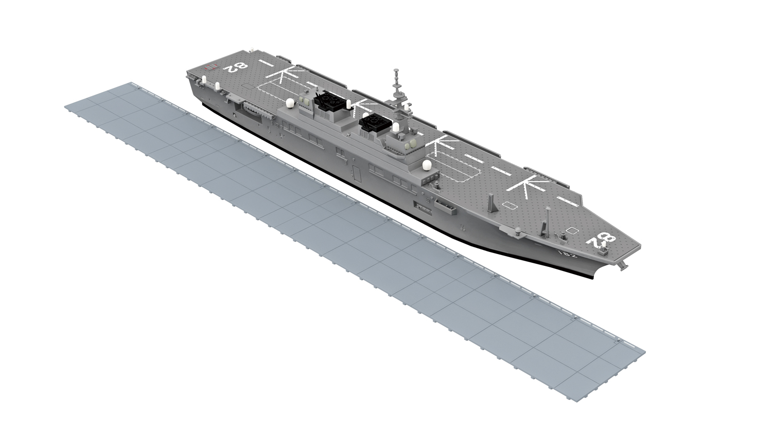 โมเดลเรือรบจำลอง ยี่ห้อเอฟทอย ขนาด 1/1250 ชุด Modern Navy Kit Collection SP #2B DDH182 Ise B (on-sea Ver.)