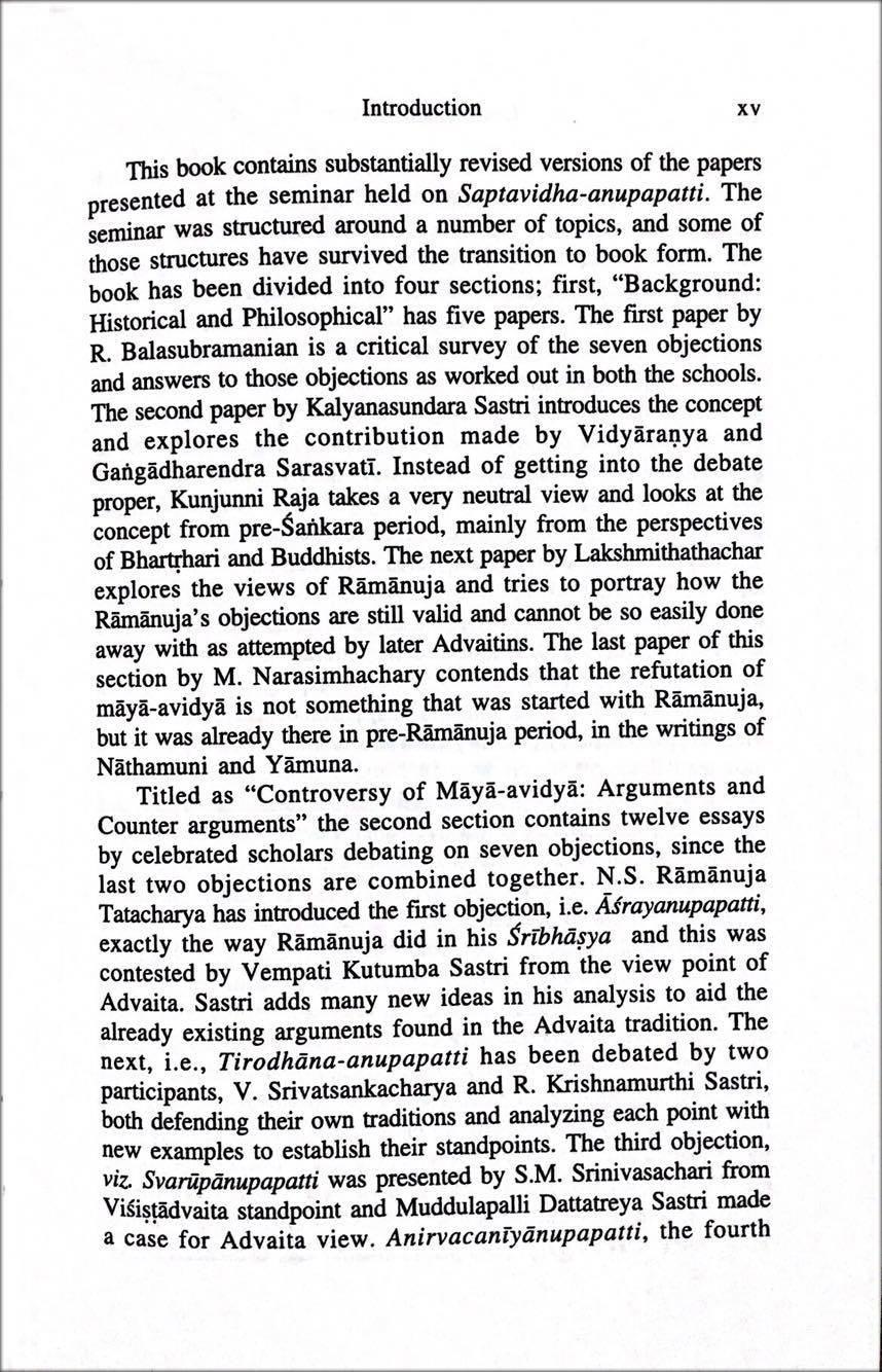 VEDANTA without MAYA: A Debate on Saptavidha-Anupapatti
