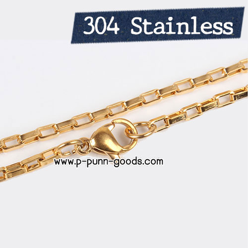 สร้อยคอ Stainless Steel Box Chain สีทอง 2มม 18 นิ้ว