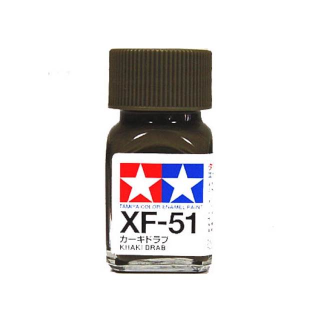 สีทาโมเดล สูตรน้ำมัน สีอีนาเมล สีเพ้นฟิกเกอร์ ทามิย่า Tamiya Enamel XF-51 Khaki Drab (10 ml)