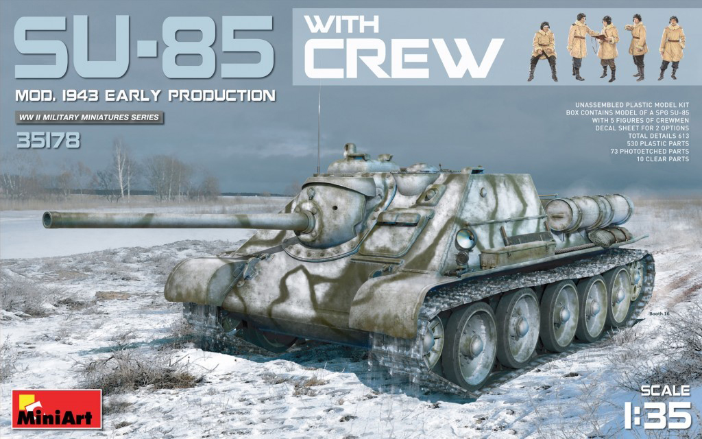 โมเดลรถถัง MiniArt ขนาด 1/35 MI35178 Su-85 Soviet SPG Mod.1943 w/Crew (Early Production)