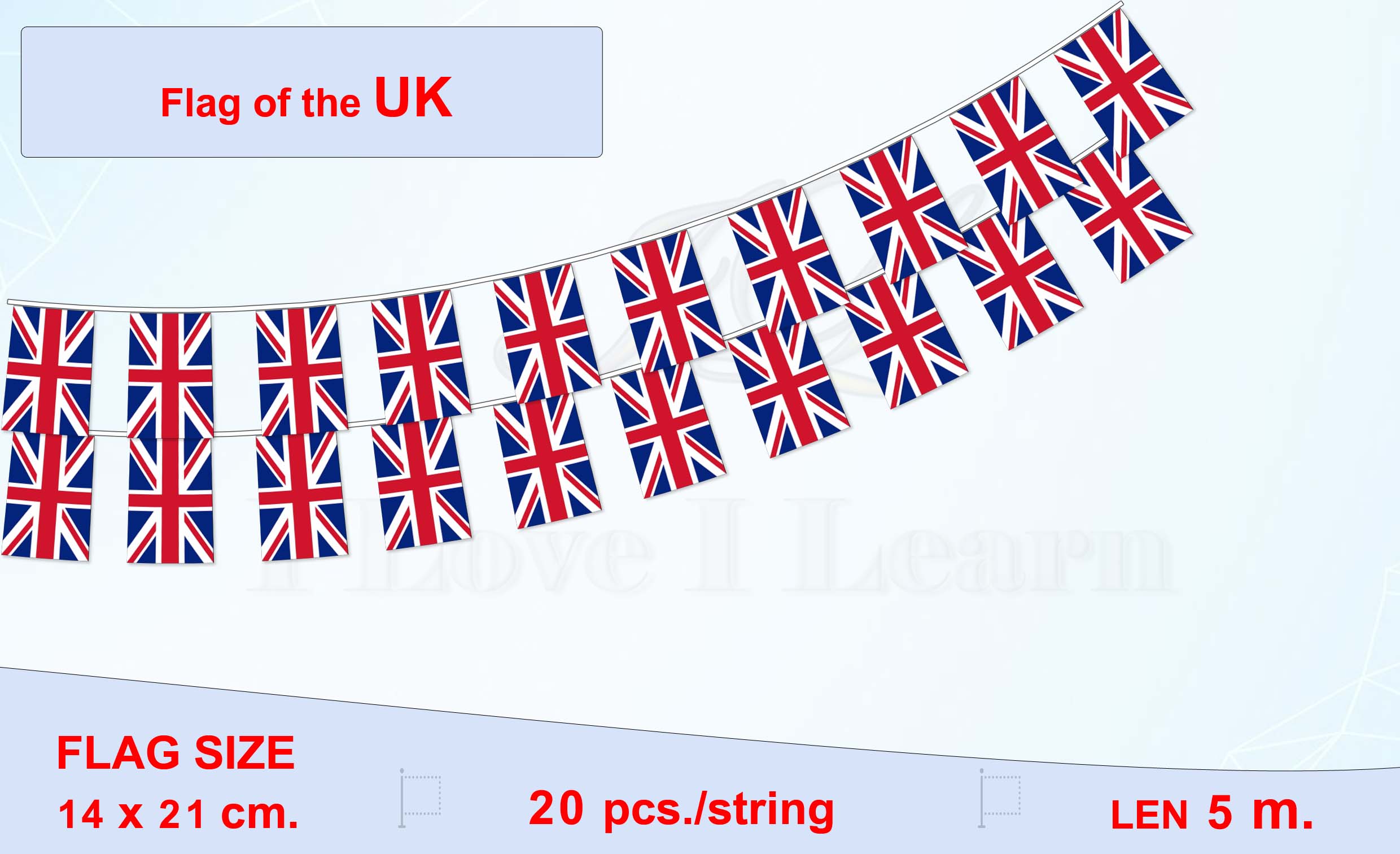 ธงชาติสหราชอาณาจักร (ธงราวอังกฤษ) British Flag Small Flag Decoration ธงชาติสหราชอาณาจักร ธงชาติประเทศอังกฤษ สำหรับประดับตกแต่งในงาน ตกแต่งสถานที่ ราคาถูก