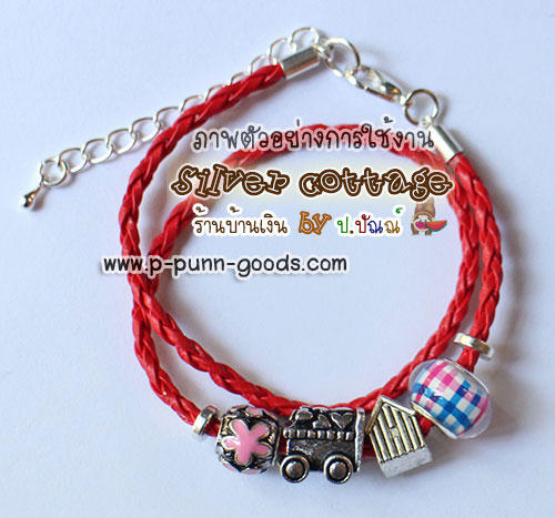 ลูกปัดลายดอกไม้ 9มม. พี้นดำดอกไม้ชมพู