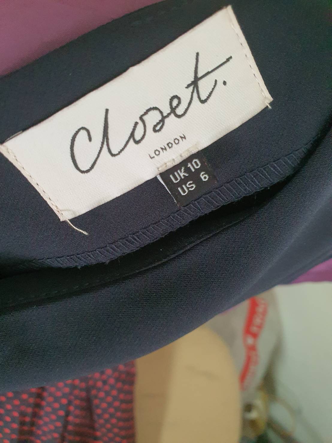 FF06543 เดรสแฟชั่น สีน้ำเงิน กระโปรงลายจุด มือสอง อก 32 นิ้ว