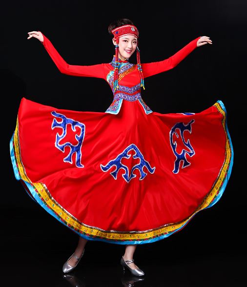 ชุดฟ้อนรำสตรีเผ่ามองโกล 蒙古族演出服衣裙舞台服成人女 Mongolian Women Dance Costume