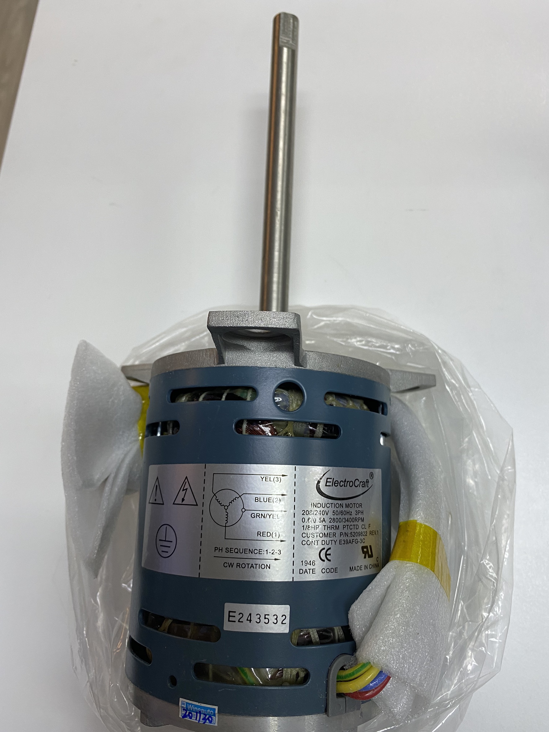 ELECTROCRAFT BTU HOT AIR MOTOR, E39AFG-3C