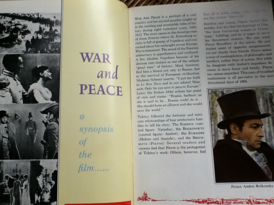 Leo Tolstoy's WAR and PEACE Videocassette Souvenir Program