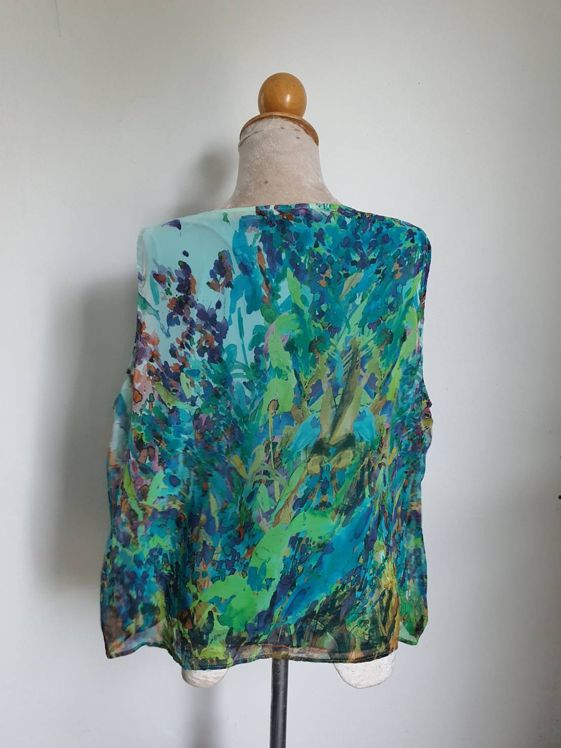 FF05383 เสื้อผ้ามือสอง สีเขียวอมฟ้า ชีฟอง แบรนด์ Lauraplus14