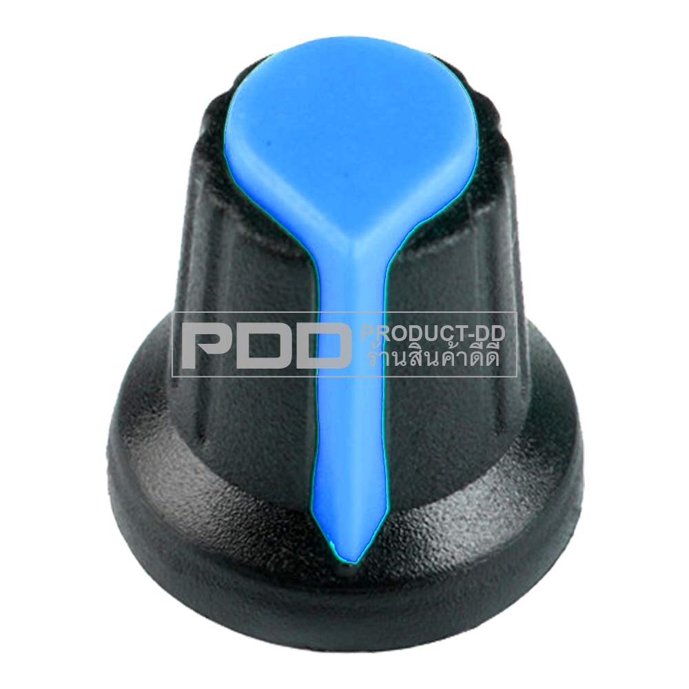 ลูกบิดโวลลุ่ม พลาสติคแบบเสียบ 1.5x1.6 ซม. สีฟ้าใส่กับ Volume VR แกน 6 มม.