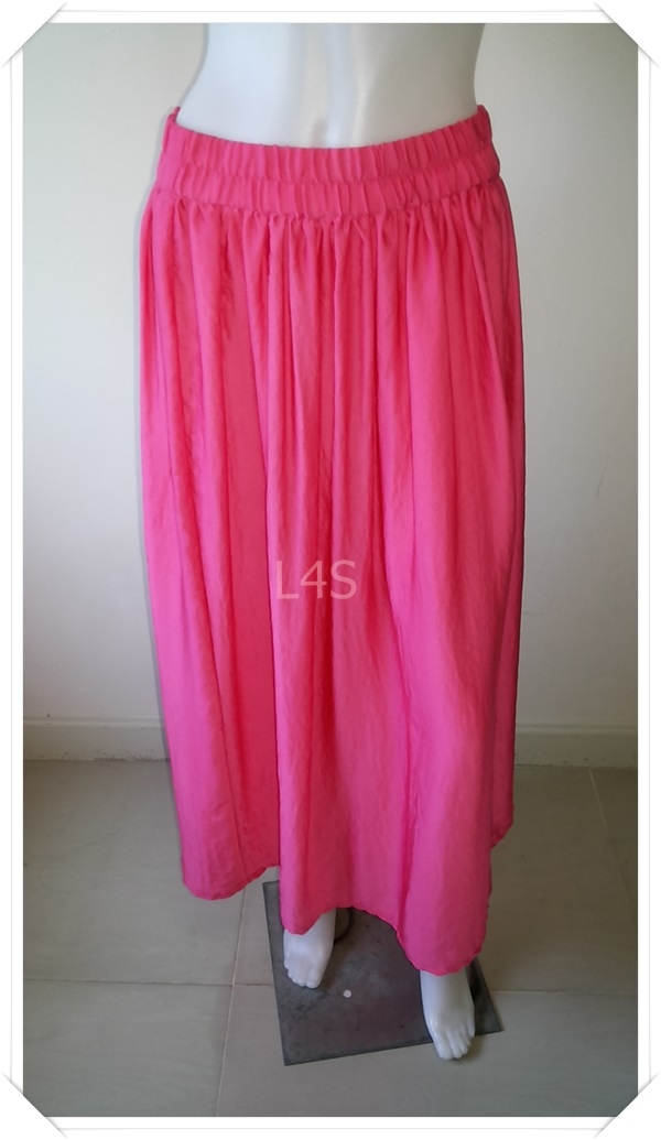 FF01303 -กระโปรงยาว สีชมพูพริ้ง มือสอง MANGO เอว 28-34 นิ้ว
