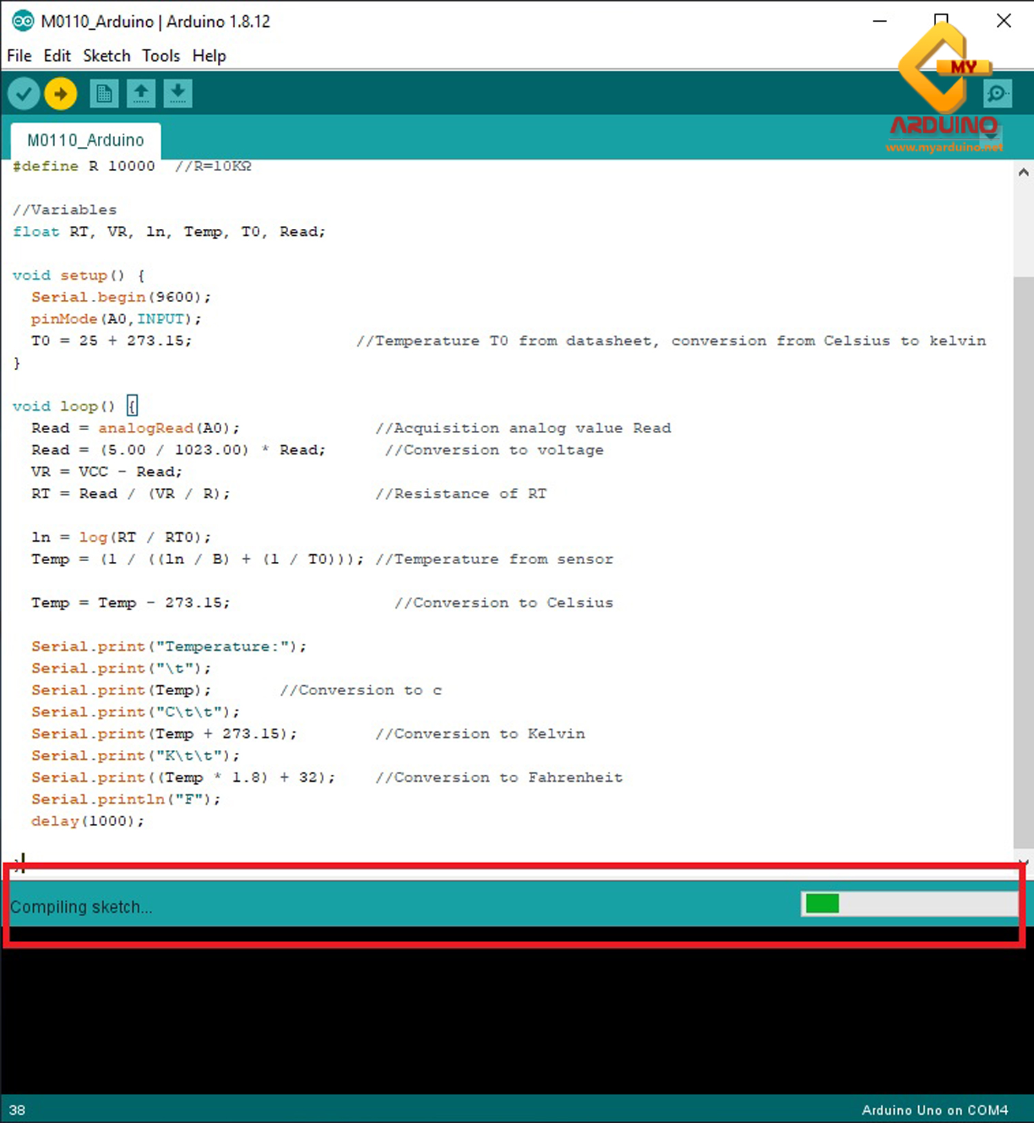 สอนใช้งาน Arduino Analog Thermistor Temperature Sensor Waterproof NTC ...