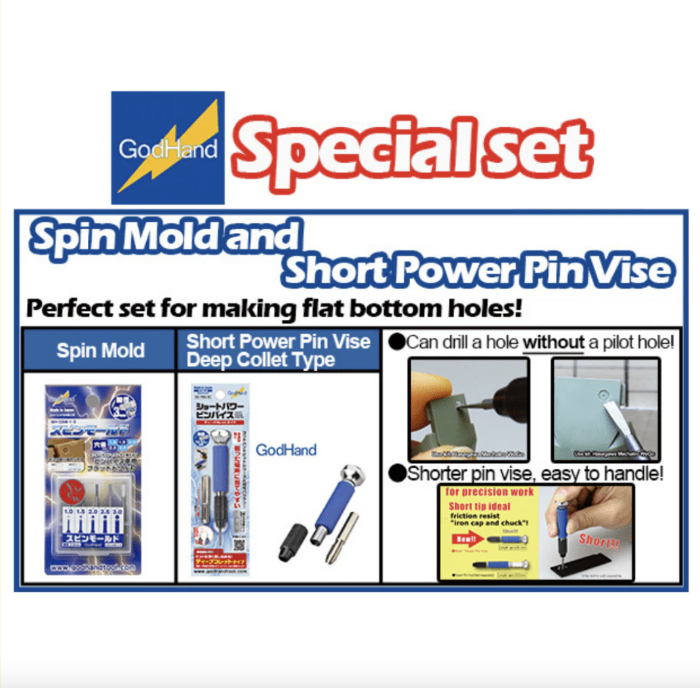 GH-CSB-PBS-SET SPIN MOLD AND SHORT POWER PIN VISE SET